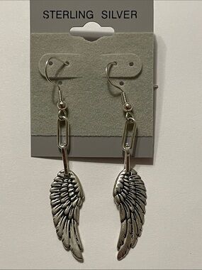 Sterling Silver Wing Drop Earrings